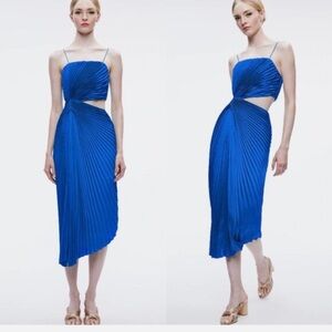 Alice and Olivia Blue Pleated Dress